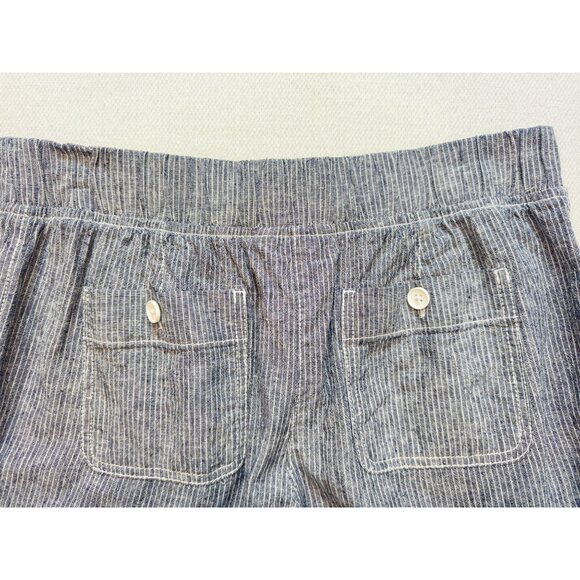 Talbots Womens Linen-Blend Shorts Size 6P Blue Striped Drawstring Lounge Summer - Picture 11 of 12